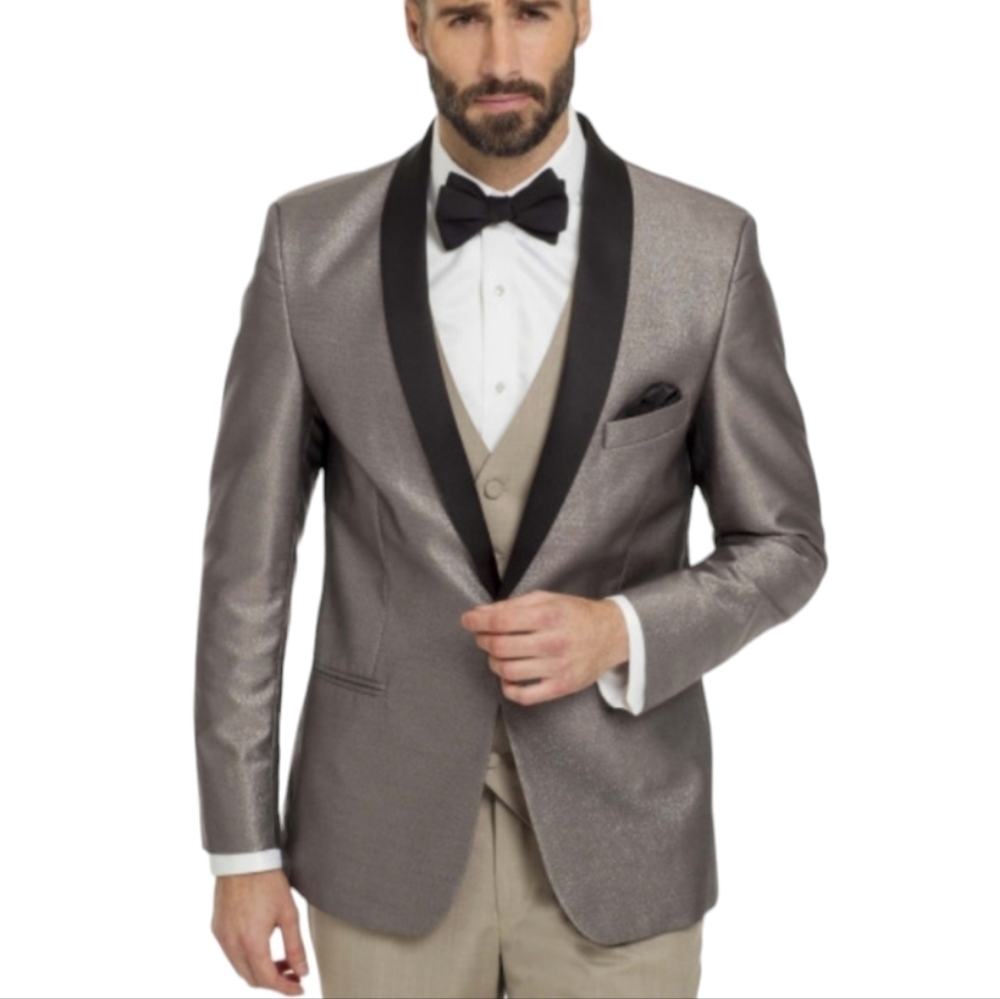 New MOD Mark of Distinction modern "Starlight" silver tuxedo  jacket NWT Sz 39R
